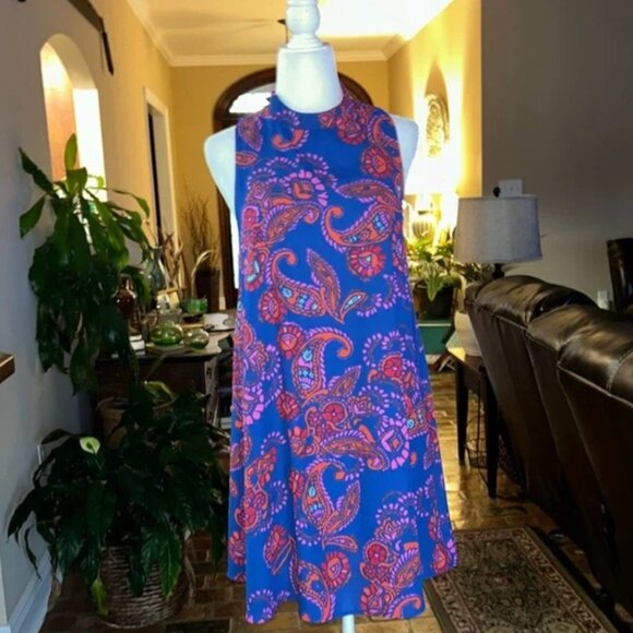 Everly Mock Neck Paisley Print Dress szM - Picture 3 of 11